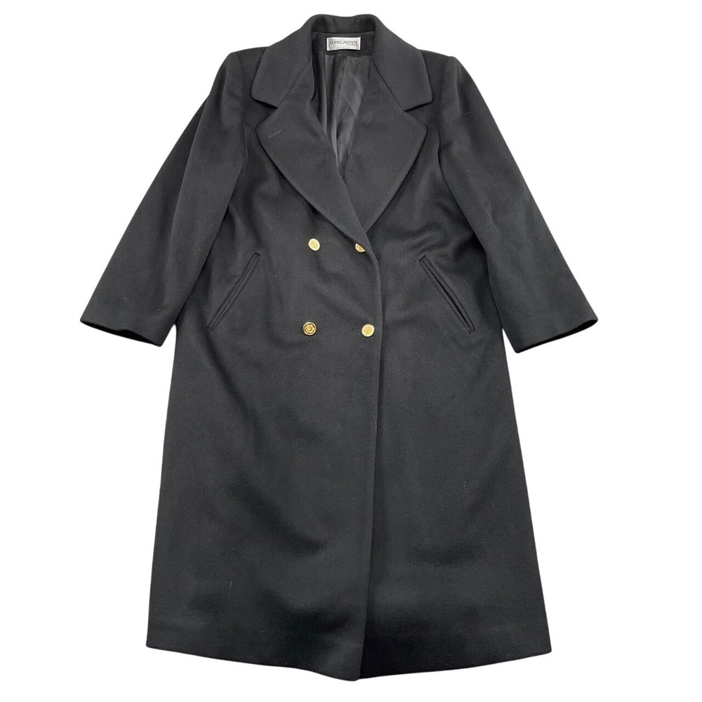 Forecaster of Boston Coat Womens 10 Black Pure Wool Long Trench Overcoat Vintage
